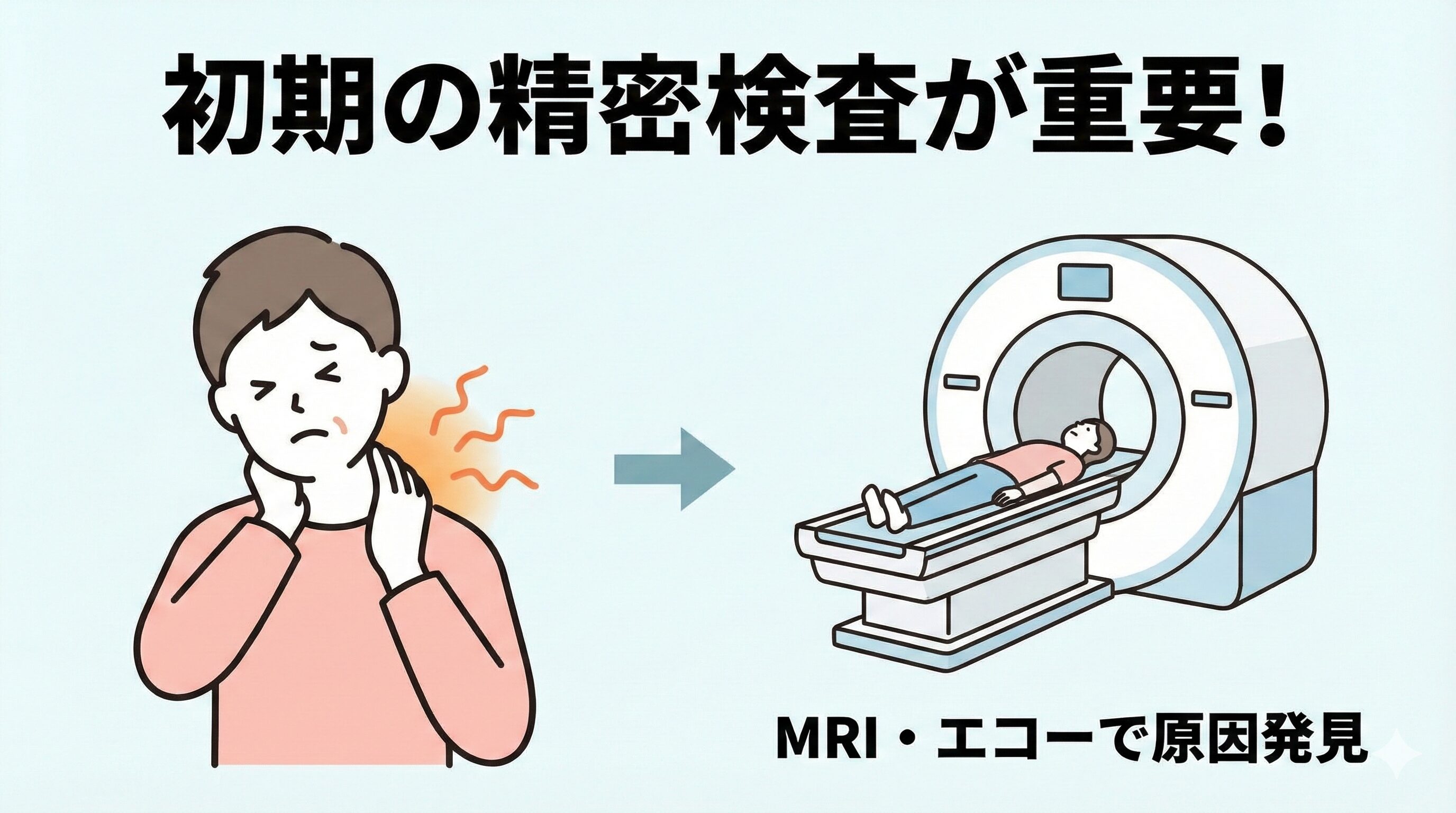 交通事故によるむちうちの首の痛みと、精密検査を行うための最新鋭MRI装置のイメージ