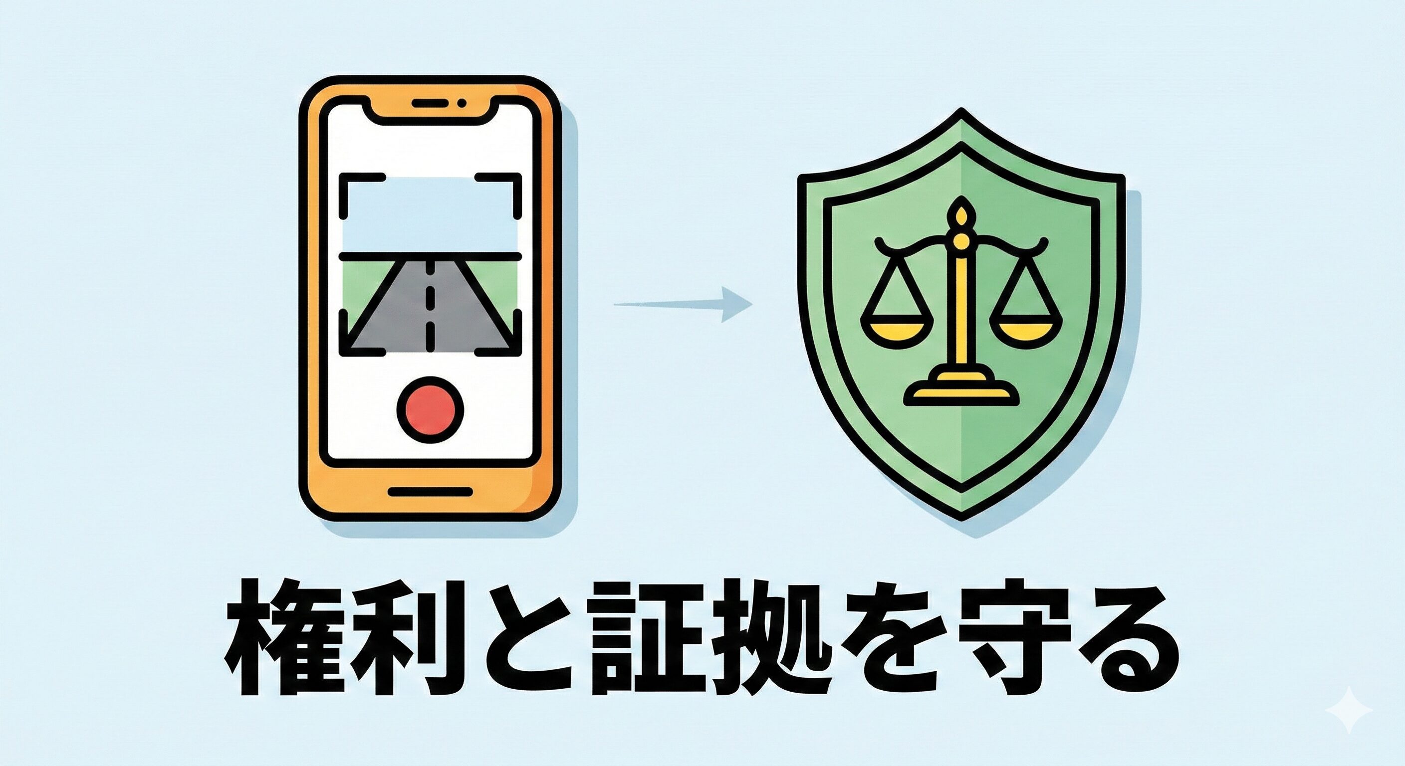交通事故の現場での証拠記録と弁護士特約による権利保護のイメージ